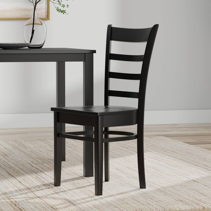 5-Piece Dining Set, 48" Rectangle Wood Table and Slat Back Chairs