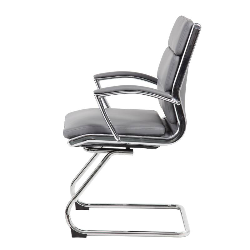 Kim Executive Guest Chair with Metal Chrome Cantilever Base, Gray Vinyl