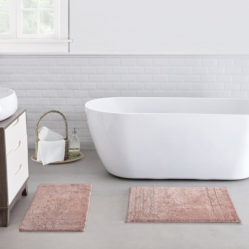 Anne Klein 2 Piece Reverie 100% Cotton Bath Rug Set