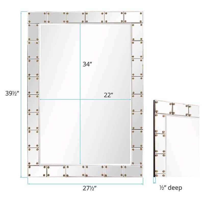 Allan Andrews Glass/Wood Studded Remington Wall Mirror