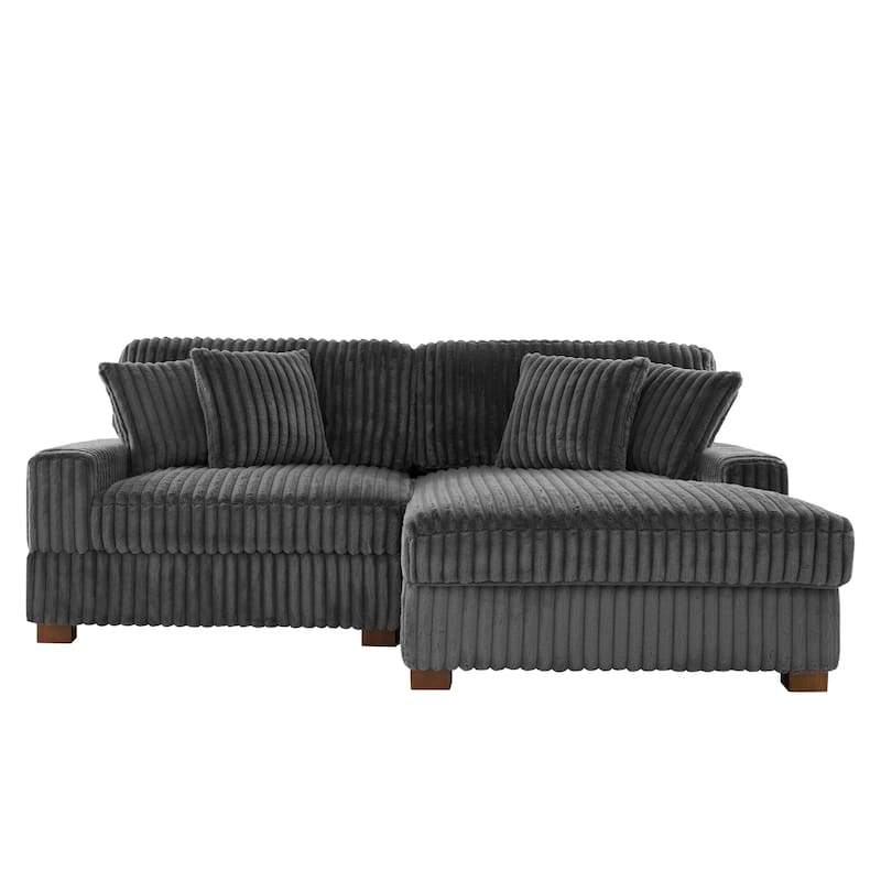 Anne 82" W Comfy Upholstered Plush Corduroy Modular Sectional Sofa