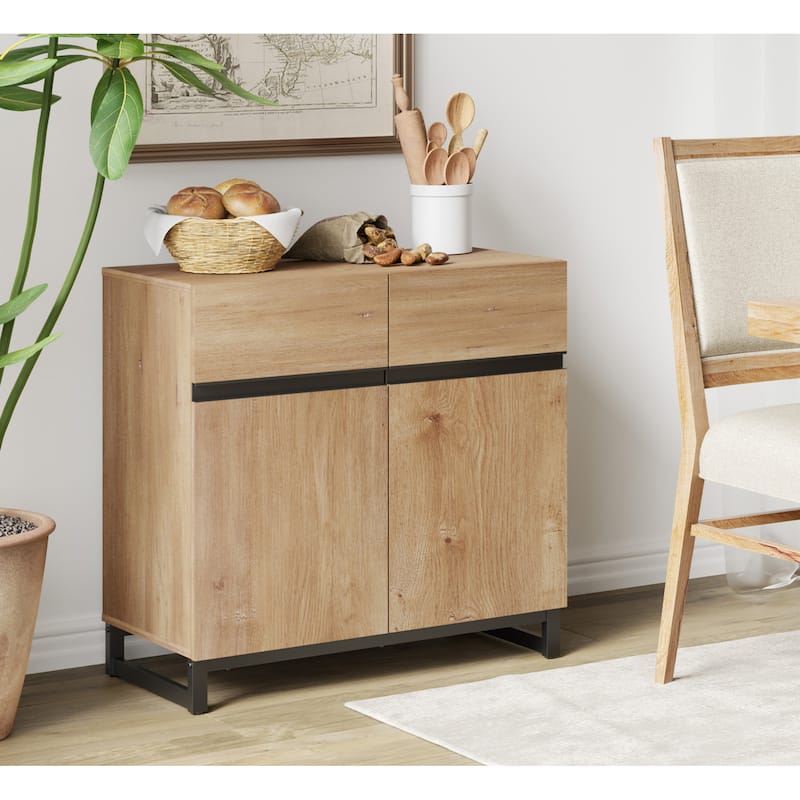 WAMPAT Modern TV Stand with Storage Cabinets for Living Room,Bedroom,Brown