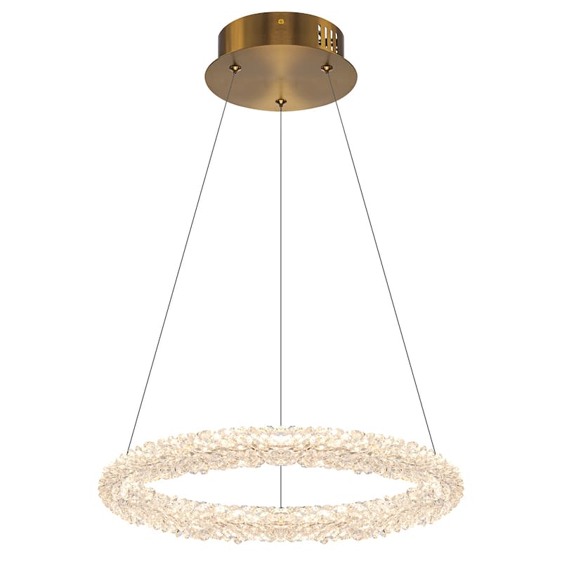 Modern Gold Crystal LED Chandelier, Dimmable Ring Light