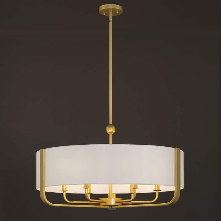 Vernitta 28.8 in. 6-light Mid-century Modern Drum Chandelier with Fabric Shade - 28.87 inches