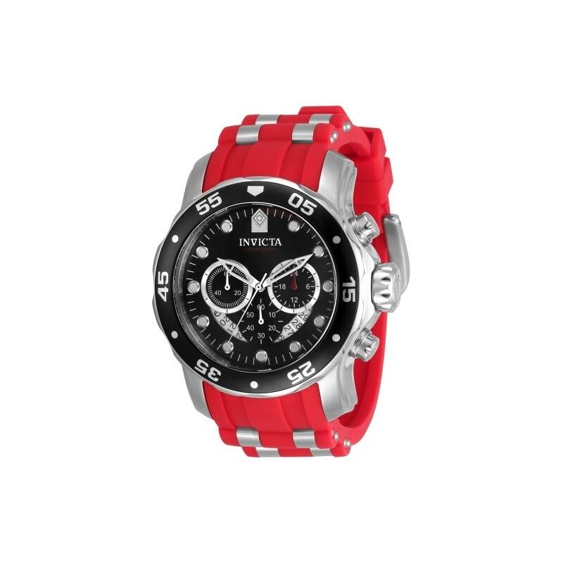 Invicta Men's 34009 Pro Diver Quartz Chronograph Black, Silver, Red Dial Watch - Black