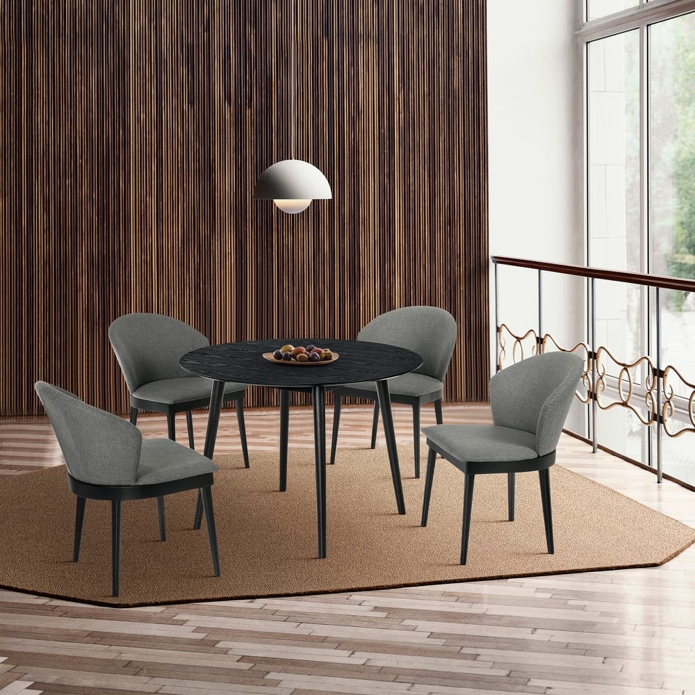 Arcadia and Juno 42" Round Wood 5 Piece Dining Set