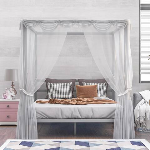 Merax Metal Four Poster Queen Platform Bed