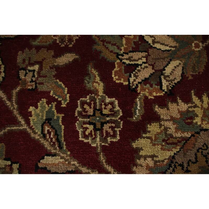 Hand Knotted Oriental 100% Wool Carpet Traditional All-Over Red Agra Area Rug - 7' 10'' X 7' 11''