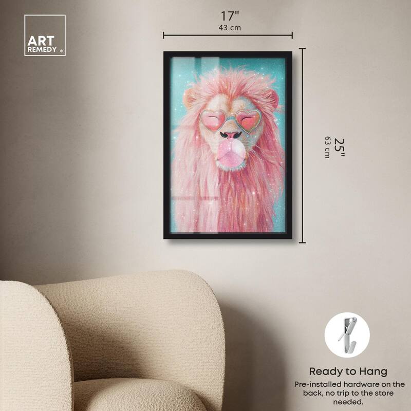 Pastel Lion Bubblegum Shadowbox by Art Remedy