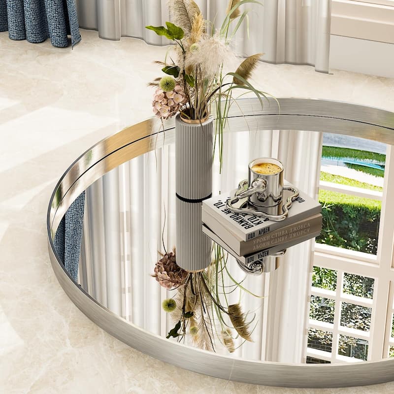 24 Inch Round Bathroom Mirror - Wall Mounted Circle Mirror with Metal Frame, Modern Mirror Suitable for Bathroom