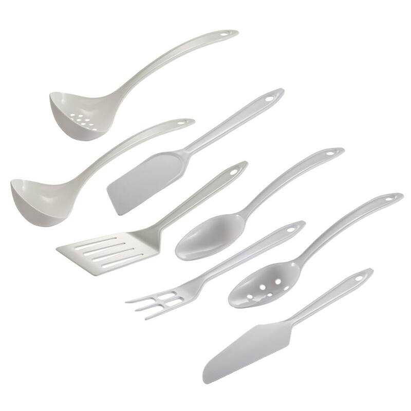 Hutzler 8PC LOPOL Reinforced Nylon Kitchen Cooking Utensil Set - White - White