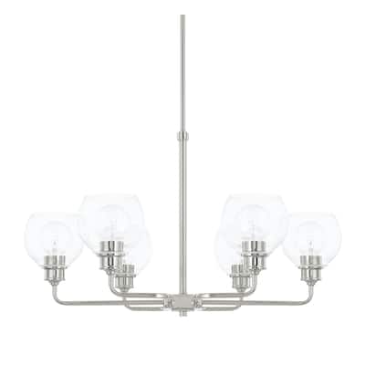 Mid-Century 6-light Polished Nickel Chandelier