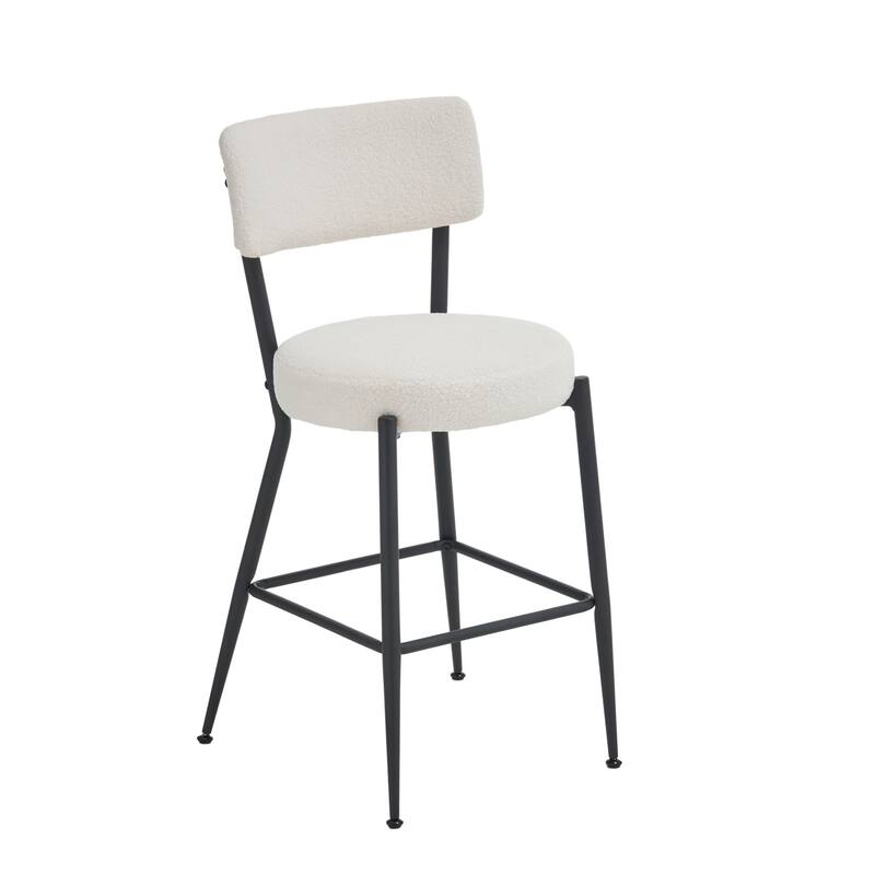 Set of 4 modern teddy fabric upholstered bar stools