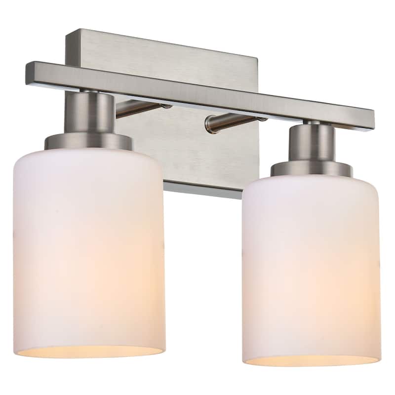 2-Light Bathroom Light Fixtures Brushed Brass 6-Light Bathroom Vanity Light, Bathroom Lights Over Mirror with Milky Glass Shade