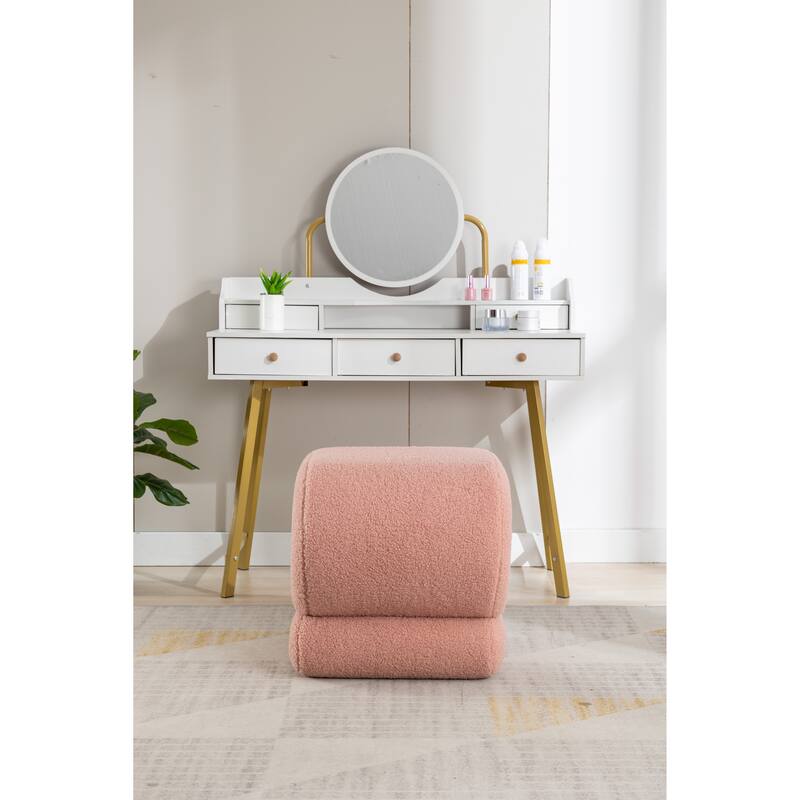 Teddy Fabric Ottoman Makeup Stool Footstool
