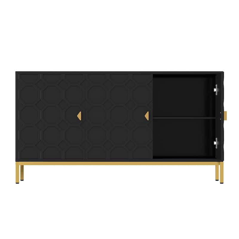 Clihome 3 Door Glossy Media Storage Sideboard Accent Cabinet