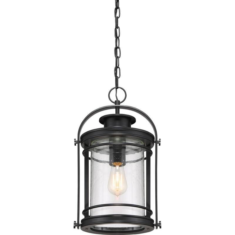 Booker 1-Light Outdoor Hanging Lantern in Mystic Black