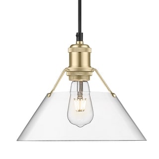 Yep by Golden Lighting Orwell 1-light 10in Pendant in Brushed Champagne Brass and Clear Glass - Gold
