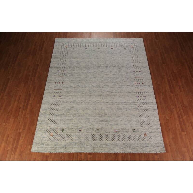 Tribal Gabbeh Oriental Rug Hand-Knotted Living Room Wool Carpet - 9'0" x 11'7"