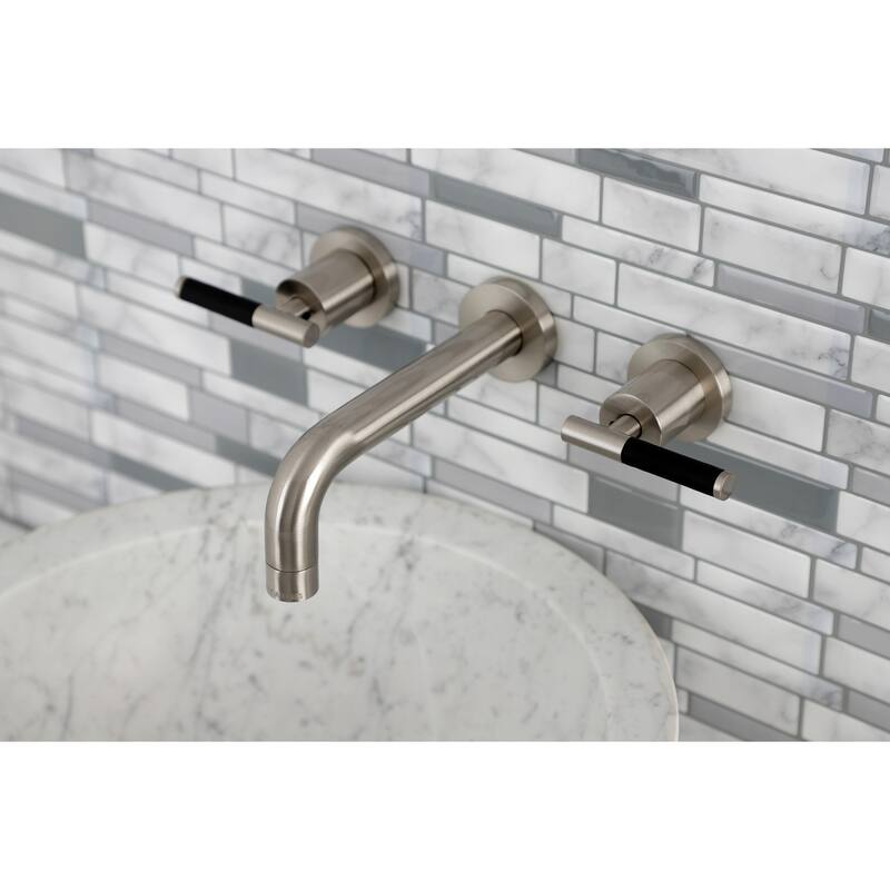 Kingston Brass Kaiser Two-Handle Wall Mount Bathroom Faucet - Brushed Nickel