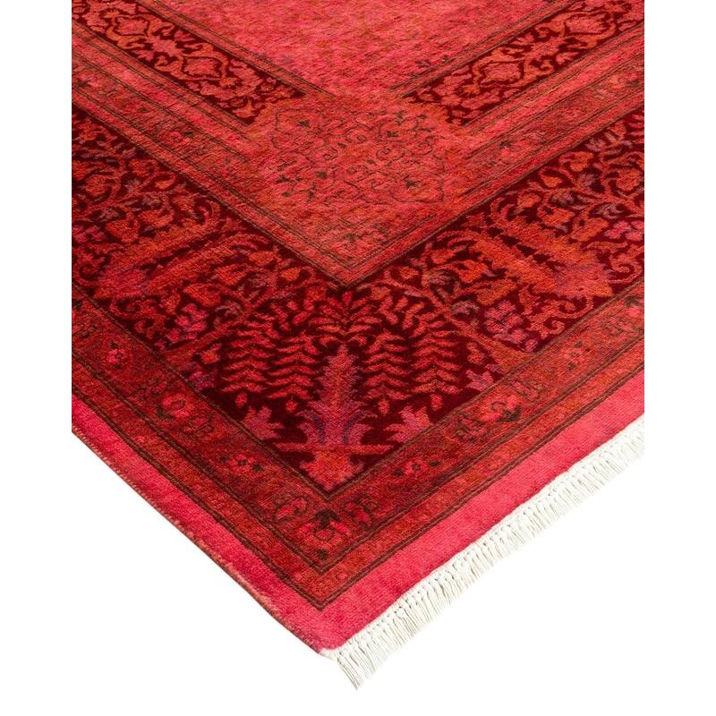Overton Hand Knotted Wool Vintage Inspired Modern Contemporary Overdyed Pink Area Rug - 6' 2" x 9' 2"