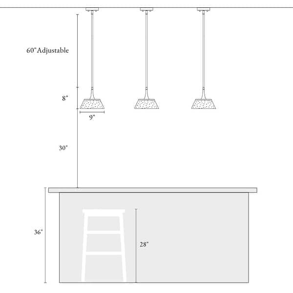 dimension image slide 0 of 2, Mola Modern Gold 1-Light Seeded Glass Pendant Light for Kitchen Island Dining Room - D 9" x H 8"