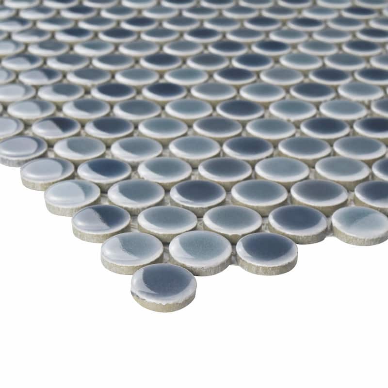 Merola Tile Hudson Penny Round Stillwater 11-7/8" x 12-5/8" Porcelain Mosaic Floor and Wall Tile