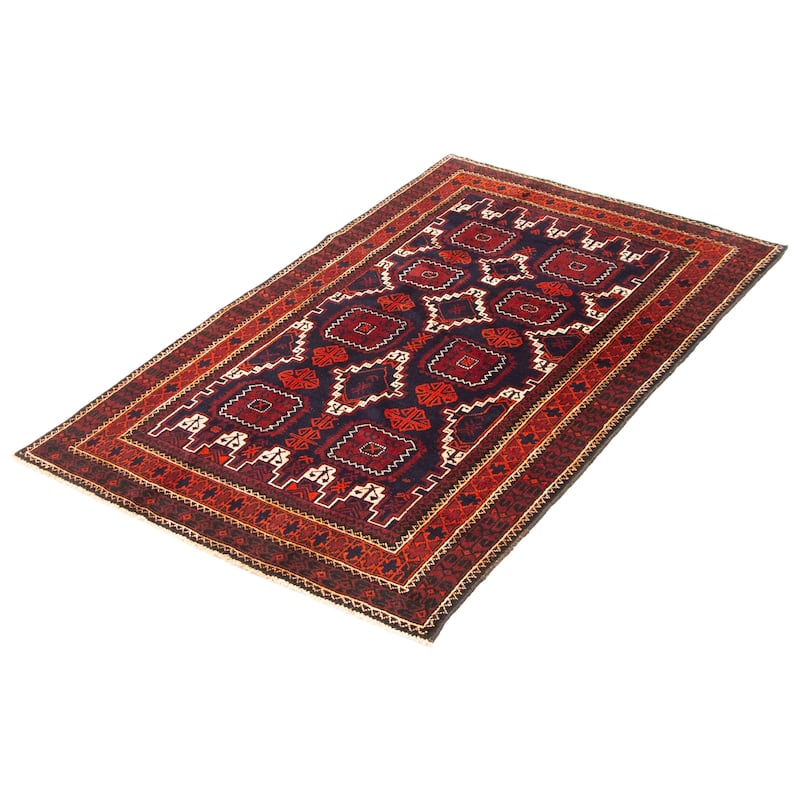ECARPETGALLERY Hand-knotted Teimani Navy Wool Rug - 3'8 x 6'3