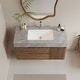 preview thumbnail 5 of 7, 36"Mid Century Modern Wall-Mounted Bathroom Vanities,Single Sink,Brown Wood Texture with Sintered Stone Table top