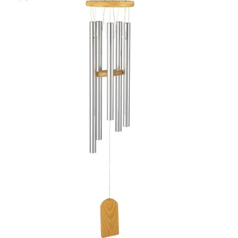 Q-Max 30" Long Silver Wood Top Traditional Wind Chime