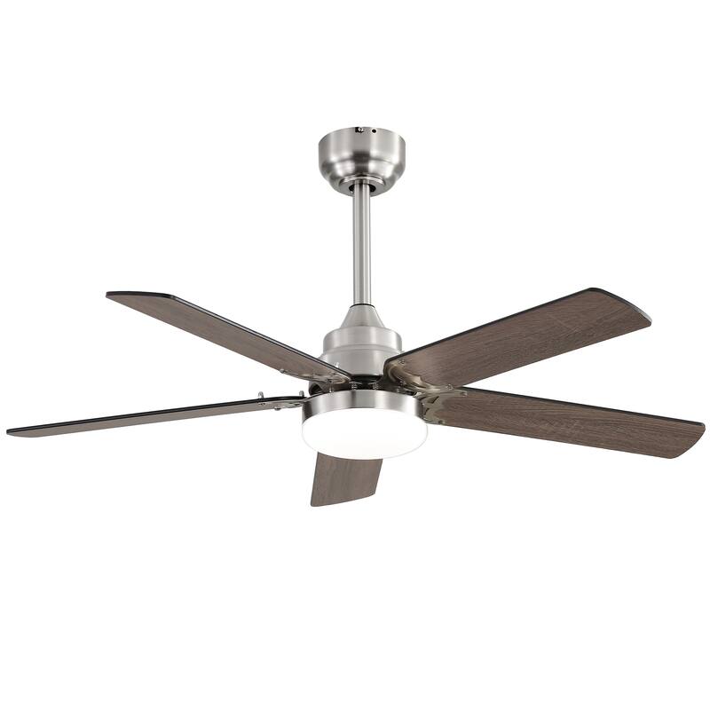 42"Ceiling Fan 5 Blades Noiseless Reversible Dc Motor Remote Control With Led Light - Brushed Nickel