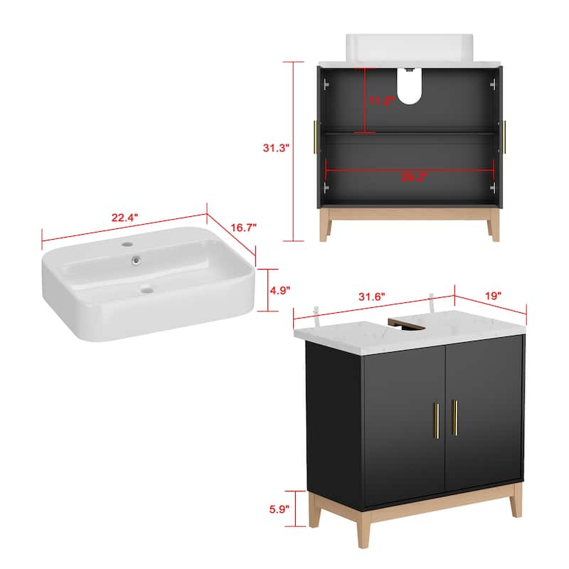 Elegant Freestanding Vanity with Ample Storage Space Bathroom Cabinet