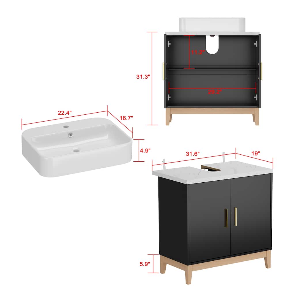 Elegant Freestanding Vanity with Ample Storage Space Bathroom Cabinet