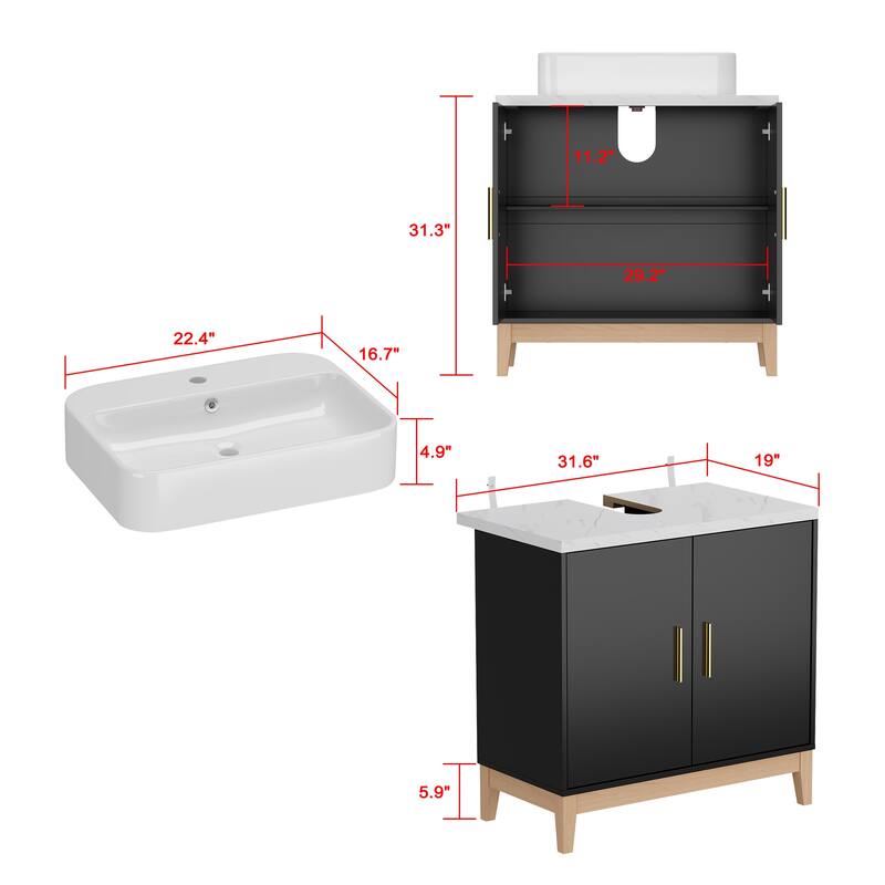 Space-Saving Mid-Century Vanity for Compact Bathrooms Bathroom Vanity