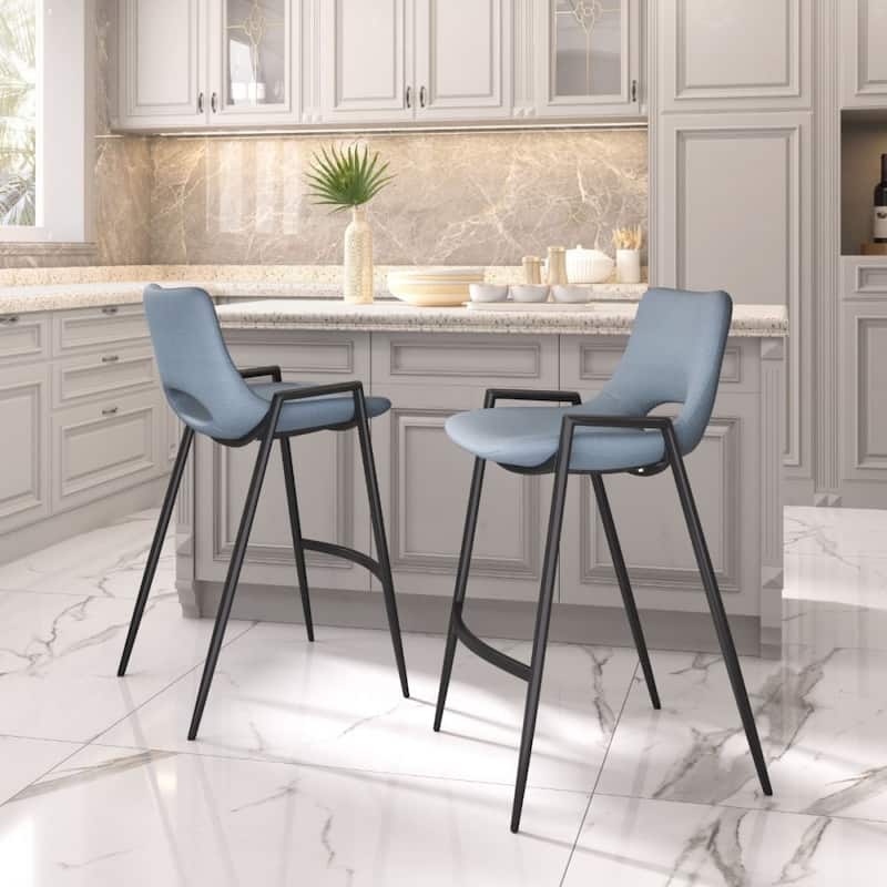 Desi Counter Stool (Set of 2) - 20.3" W x 20.7" D x 35.6" H - Grey, Black