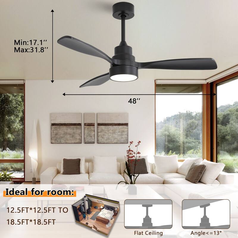 Modern Ceiling Fan With Light Smart Life APP Remote Control Timer For Alexa Google Bedroom Farmhouse