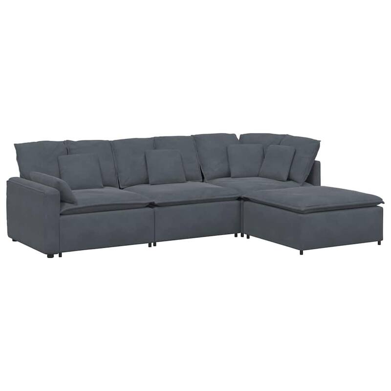 vidaXL Modular Sofa Dark Grey Velvet (100% polyester), Metal Oversized - 80.7 x 122.8 x 25.2 in
