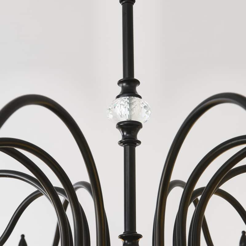 Farmhouse Antique Chandeliers with Glass Shade, Vintage Black Crystal Chandelier