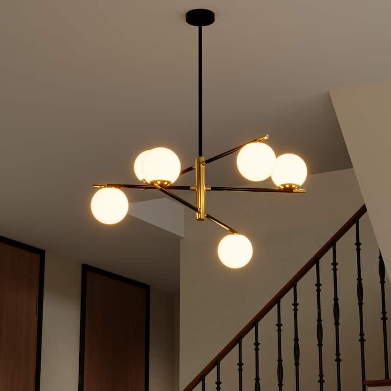 Modern 6-Light Dimmable Sputnik Bubble Chandelier for Dining Room