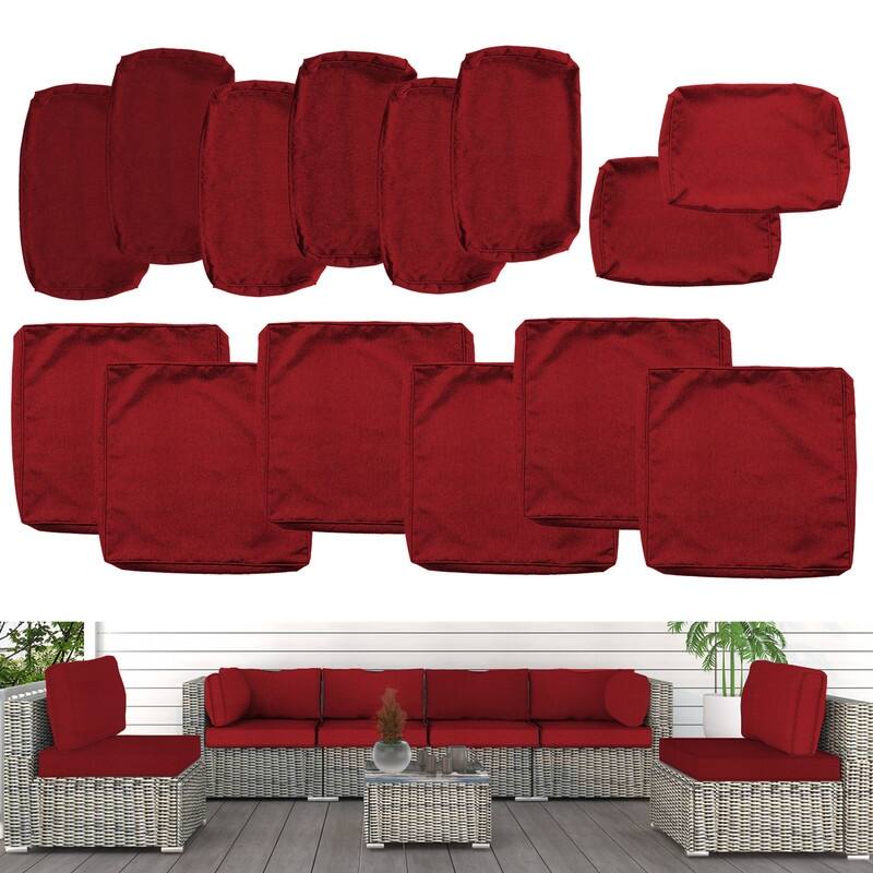 Outdoor Patio Cushion Covers Replacement, Waterproof Furniture Cushion Slipcovers, for Wicker Rattan Sectional Couch Chair