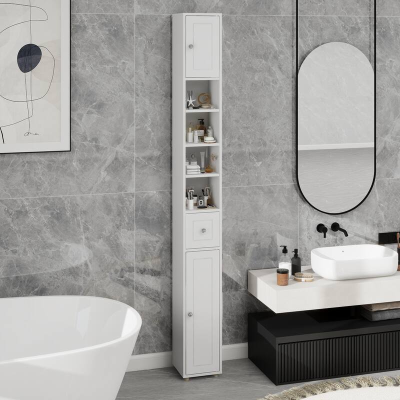 Elegant Storage Cabinet with 2 Doors and 4 Adjustable Shelves Vanity Cabinet Clothes Cabinet Dressing Cabinet for Bathroom