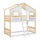 preview thumbnail 8 of 6, Twin Over Twin House Bunk Bed with Roof, Guardrails & Ladder