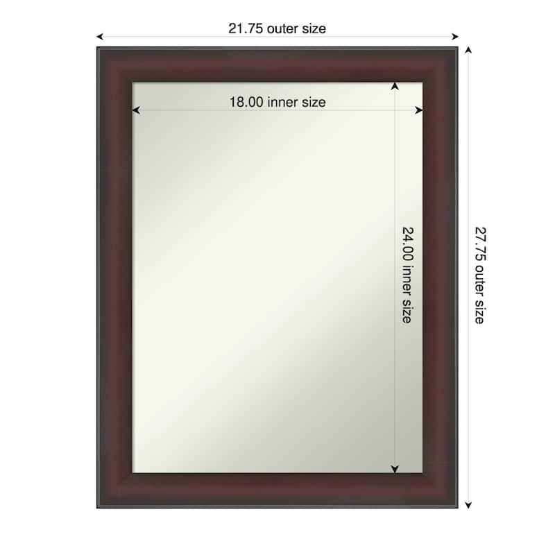 Grand Narrow Non-Beveled Framed Bathroom Vanity Wall Mirror - 22 x 28 in - Grand Cherry Narrow