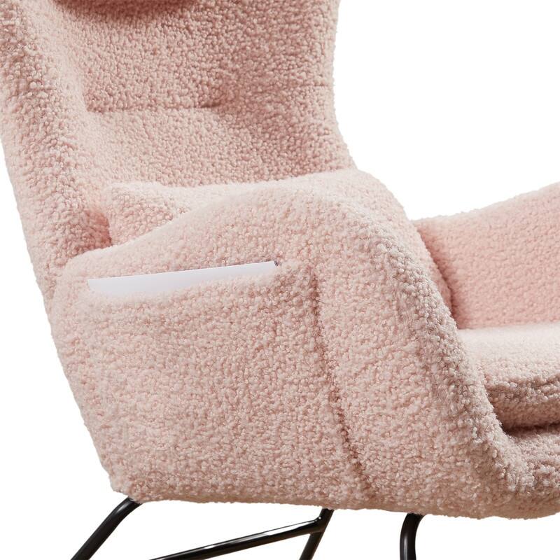 Modern Upholstered Rocking Chair Nursery with High Backrest