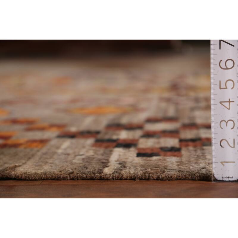 Geometric Brown Moroccan Oriental Area Rug Handmade Wool Carpet - 8'4" x 9'9"