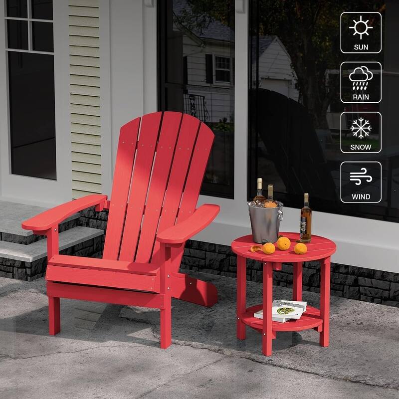 WINSOON All Weather HIPS Outdoor Side Table,Round Table Set Of 2