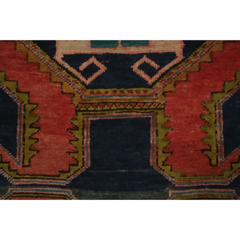 Hand Knotted Oriental 100% Wool Carpet Traditional Tribal Navy Blue & Blues Meshkin Runner Rug - 11' 0'' X 4' 1''