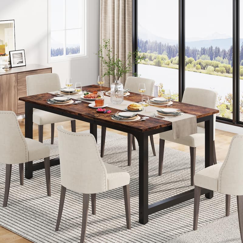 63 Inches Industrial Kitchen Dining Table - 63" L x 31.5" W x 29.13" H