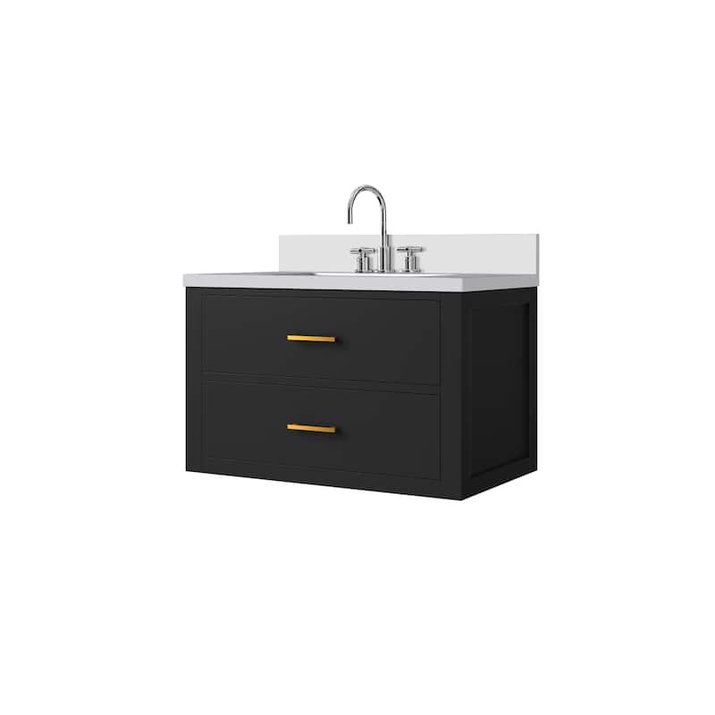 Castor Bath Vanity with Cultured Marble Top, Sink and Faucet