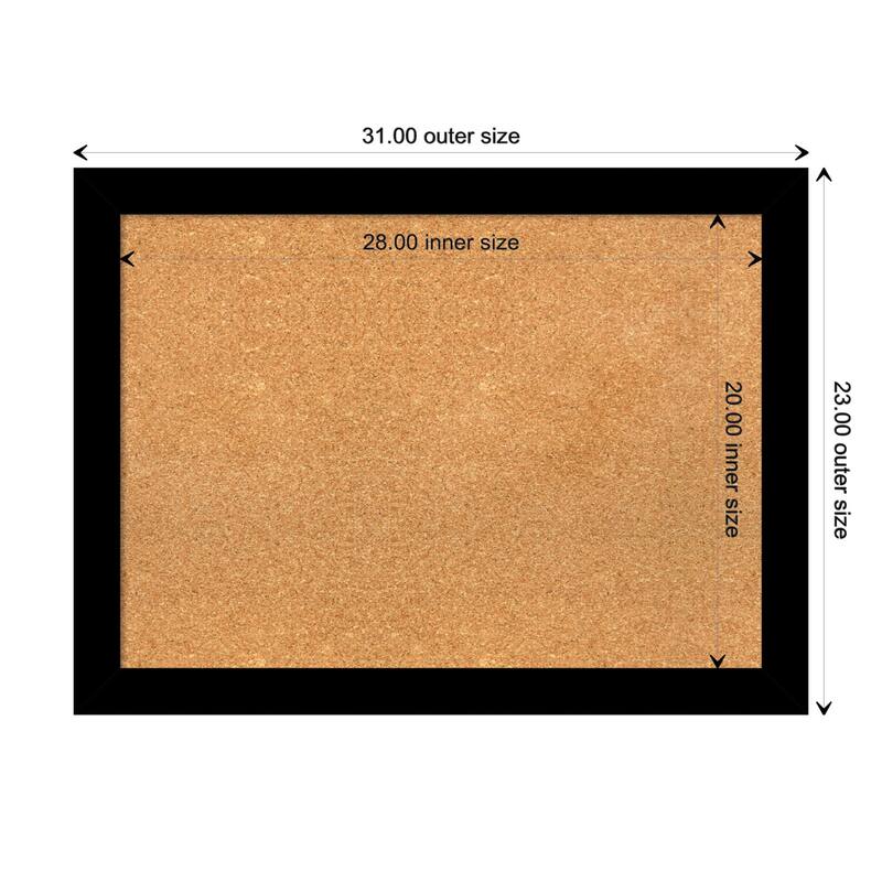 Brushed Framed Natural Corkboard Bulletin Board - Brushed Black - Board Size 28x20